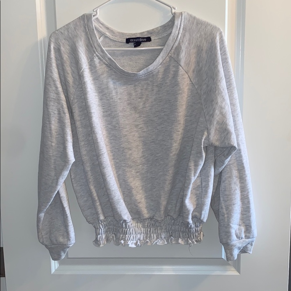 Ocean Drive Ruffled Crop Top Sweatshirt